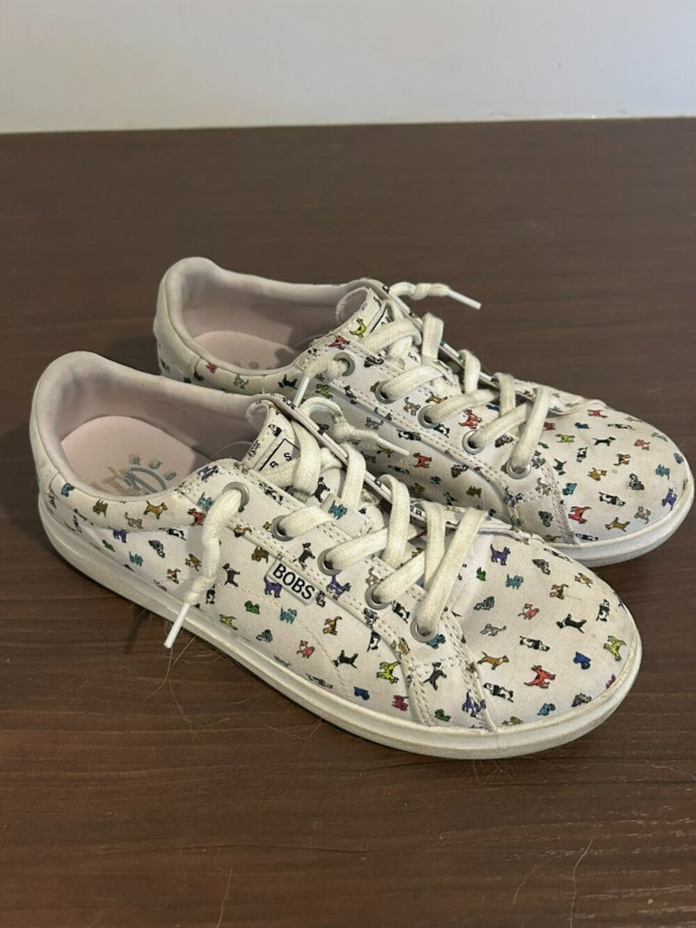BOBS from Sketchers Dog Pet Print Canvas Sneakers Women's Size 8.5